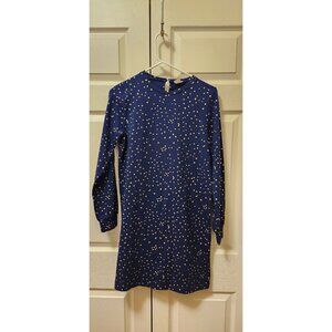 Girl Crewcuts Navy Blue Gold Foil Moon Stars Long Sleeve Dress Size XL 12/14